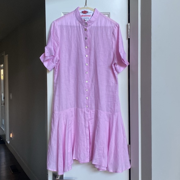 Anne Fontaine baby pink button down linen dress.40FR/US 8. Very pretty - Picture 2 of 4